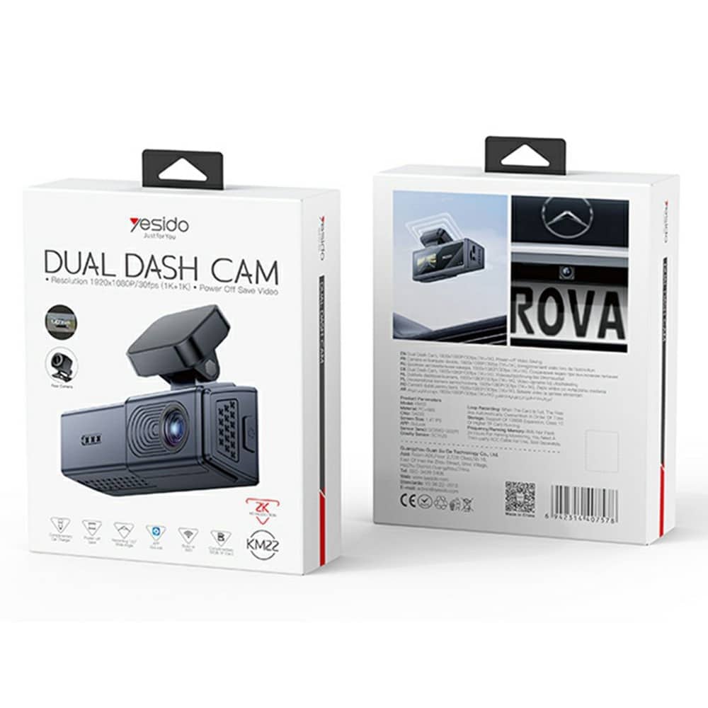 Yesido - Dash Camera (km22) - 120° Wide-Angle Lens, 1080p Dual-Channel Recording - Black - Image 7
