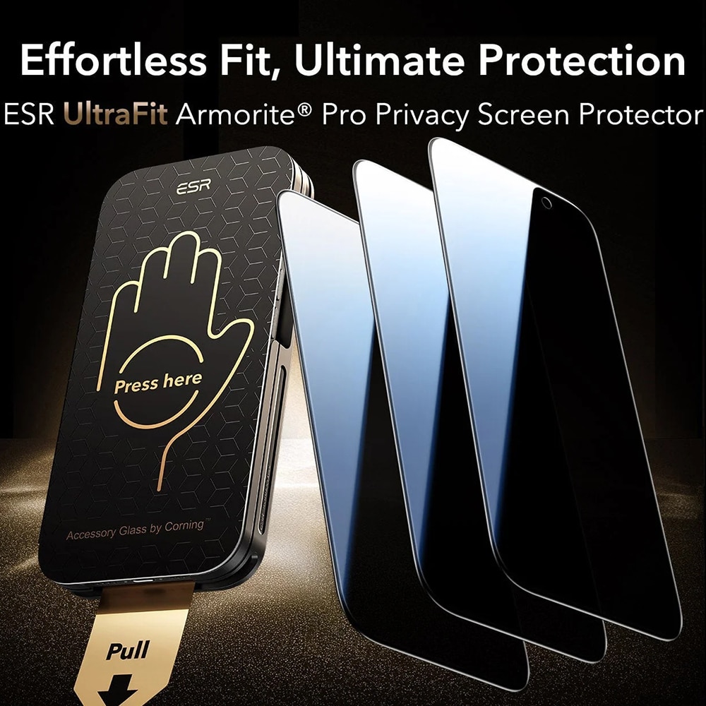 Esr - Corning Gorilla Glass Ultrafit Privacy™ (3 Pack) - Iphone 17 Pro - Black - Image 3