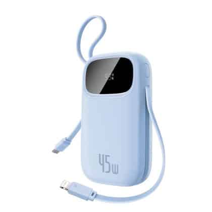 Baseus - Power Bank Enerfill Fc31 Qpow 3 (e0028c03) - Usb-C/lightning Cables, 10000mah, 45w, Digital Display - Galaxy Blue