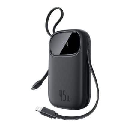 Baseus - Power Bank Enerfill Fc31 Qpow 3 (e0028c00) - Usb-C/lightning Cables, 10000mah, 45w, Digital Display - Cosmic Black