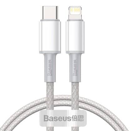 Baseus - Data Cable (catlgd-02) - Type-C To Lightning, 20w, Fast Charging, Braided, 1m - White