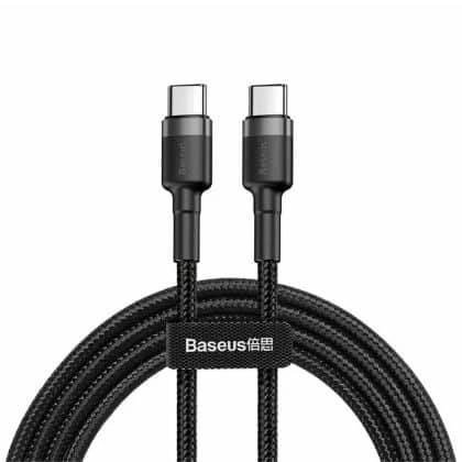 Baseus - (3 Pack) Data Cable Cafule (e0418501) -  Fast Charging, Usb-C To Usb-C, 60w, 2m - Black / Grey
