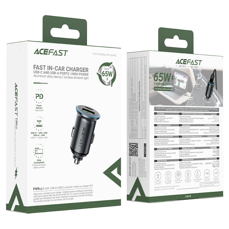Acefast - Car Charger (b15) - Fast Charge, Usb, Type-C, 65w, Aluminium Alloy - Metal Gray - Image 7