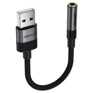 Κάρτα ήχου USB – Acefast - Audio Adapter (j13) - Usb Male To Jack 3.5mm Female, Plug & Play, High-Fidelity Sound, No Delay, 15cm - Black