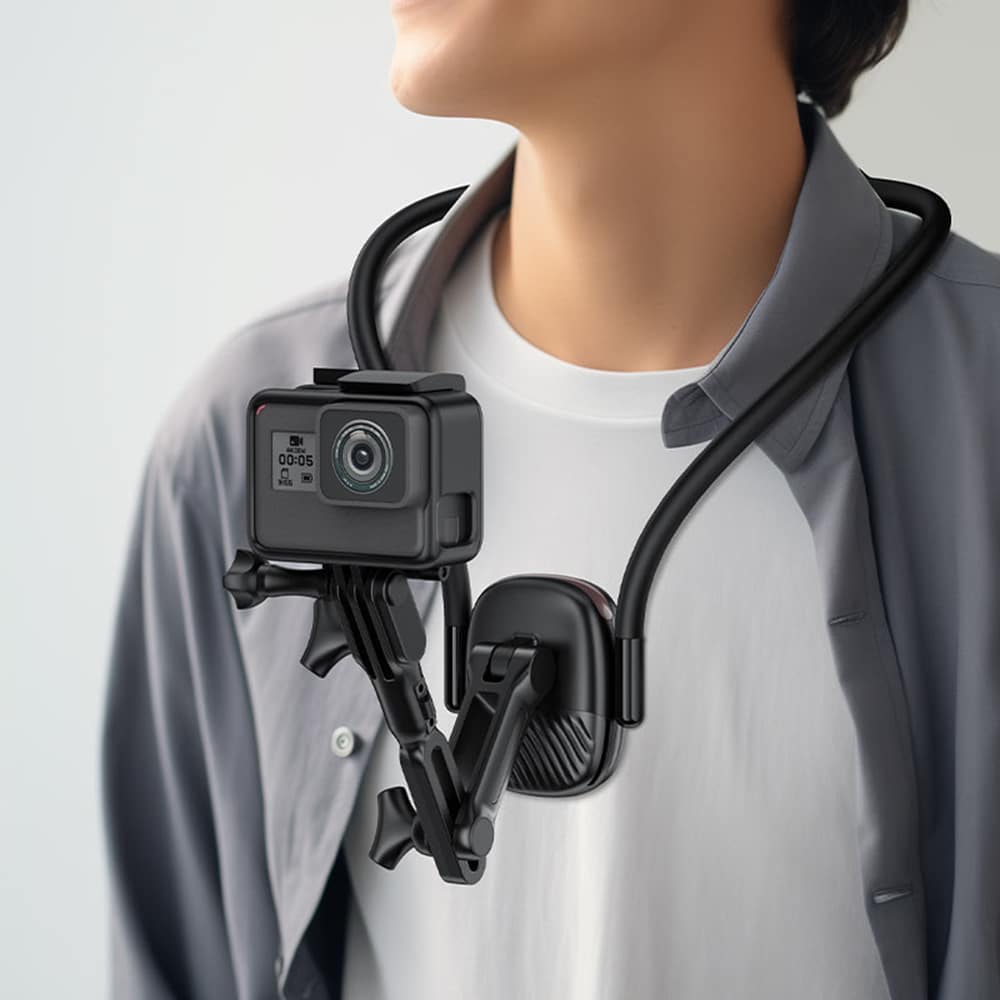 Acefast - Neck Phone Holder (e32) - Magnetic Grip For Gopro, Phone, 360° Adjustable, Secure Fit, Strong Magnets - Black - Image 3