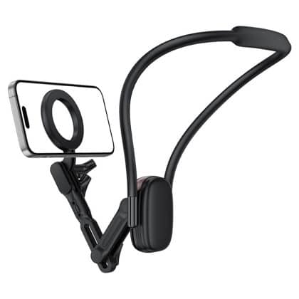 Acefast - Neck Phone Holder (e32) - Magnetic Grip For Gopro, Phone, 360° Adjustable, Secure Fit, Strong Magnets - Black