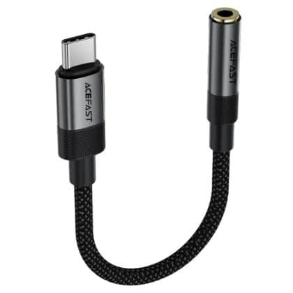 Acefast - Audio Adapter (j12) - Type-C Male To Jack 3.5mm Female, Plug & Play, High-Fidelity Sound, No Delay, 15cm - Black
