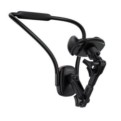Acefast - Neck Phone Holder (e33) - For Gopro, Phone, With Clamp, 360° Adjustable, Secure Fit, Silicone Neckband - Black
