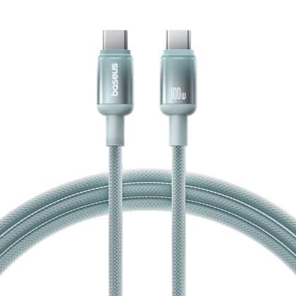 Baseus - Data Cable Discolor (e0420701) - Usb-C To Usb-C, 100w, 480mbps, 2m - Blue/green