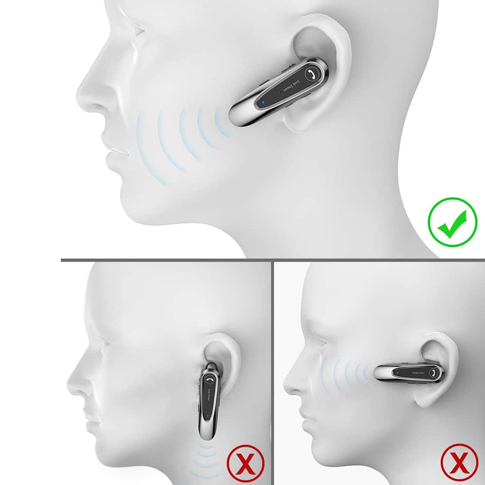 Techsuit - Premium Bluetooth Headset Airtalk (cb2) - Bluetooth, 20 Hours Talk Time, Type-C, Lightweight, Dual Mic - Black - Image 2