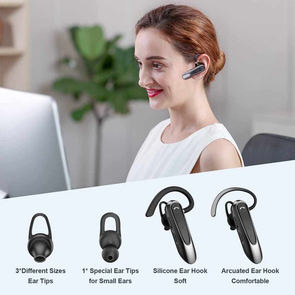 Techsuit - Premium Bluetooth Headset Airtalk (cb2) - Bluetooth, 20 Hours Talk Time, Type-C, Lightweight, Dual Mic - Black - Image 5