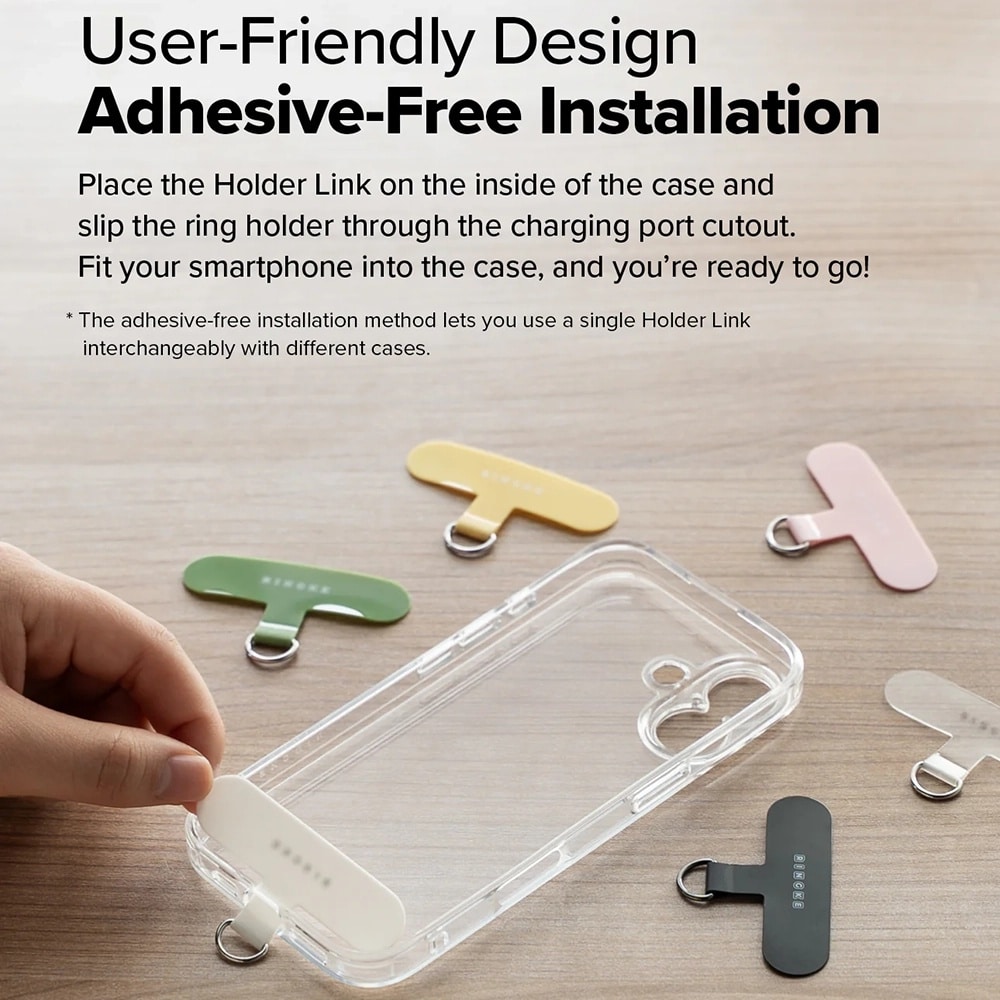 Ringke - Universal Holder Hand Strap Link Flow P-Type - Crossbody Lanyard For Phone Cases, Adjustable - Cloud White - Image 5