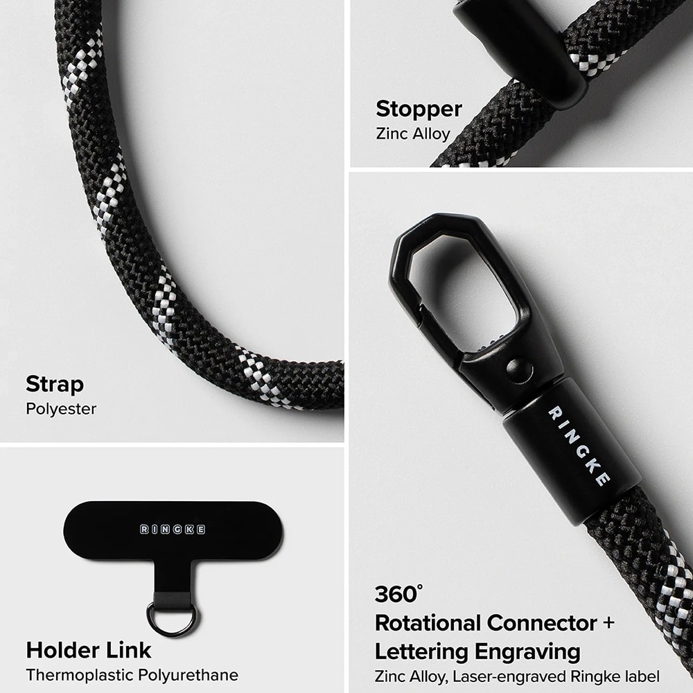 Ringke - Universal Holder Hand Strap Link Flow P-Type - Crossbody Lanyard For Phone Cases, Adjustable - Cloud White - Image 7