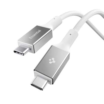 Spigen - Data Cable Essential (eb10010cc) - Fast Charging, Type-C To Type-C, 100w, 5gbps, E-Marker Chip, 1m - White
