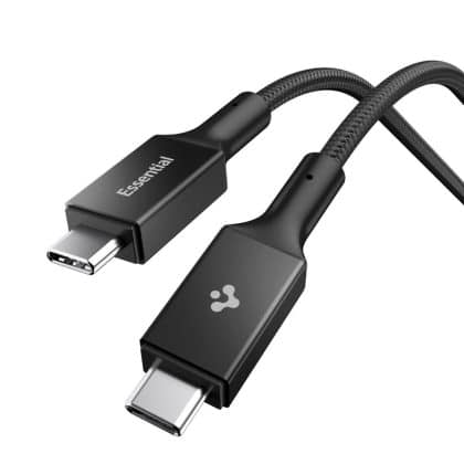 Spigen - Data Cable Essential (eb10010cc) - Fast Charging, Type-C To Type-C, 100w, 5gbps, E-Marker Chip, 1m - Black