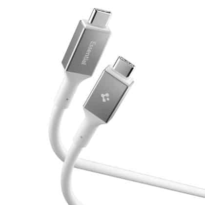 Spigen - Data Cable Essential (eb10020cc) - Fast Charging, Type-C To Type-C, 100w, 5gbps, E-Marker Chip, 2m - White