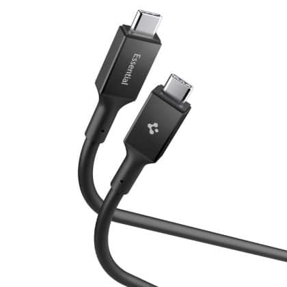 Spigen - Data Cable Essential (eb10020cc) - Fast Charging, Type-C To Type-C, 100w, 5gbps, E-Marker Chip, 2m - Black