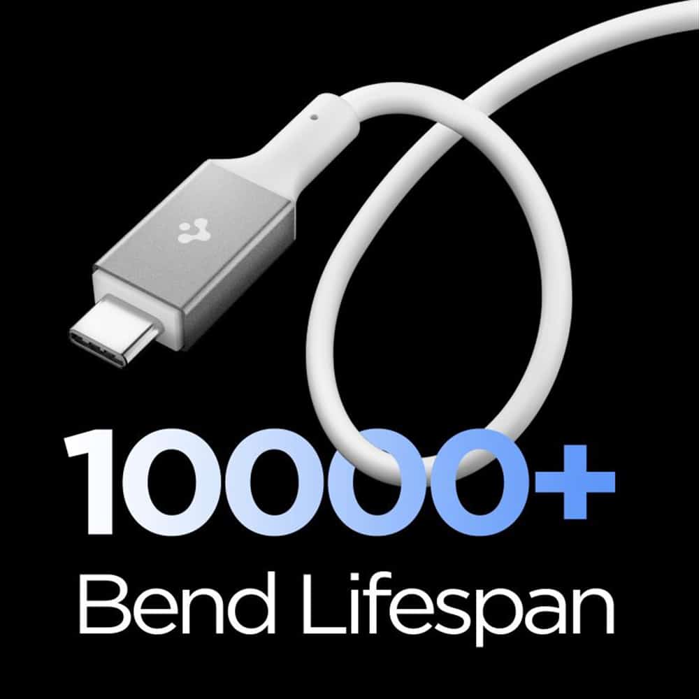 Spigen - Data Cable Essential (eb24012cc) - Fast Charging, Type-C To Type-C, 240w, 40gbps, E-Marker Chip, 8k, 1.2m - White - Image 5