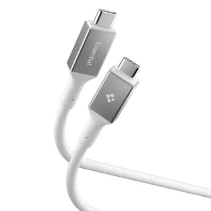 Spigen - Data Cable Essential (eb24012cc) - Fast Charging, Type-C To Type-C, 240w, 40gbps, E-Marker Chip, 8k, 1.2m - White