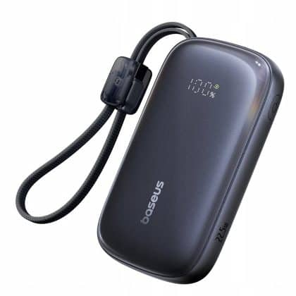 Baseus - Power Bank Enerfill Fc21 Qpow 3 Ultra (e0027m00) - With Detachable Cable, 20000mah, 22.5w, Usb, Usb-C - Cosmic Black