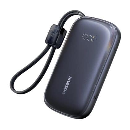 Baseus - Power Bank Enerfill Fc21 Qpow 3 Ultra (e0027q00) - With Detachable Cable, 10000mah, 45w, Usb, Usb-C - Cosmic Black