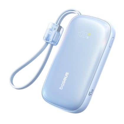Baseus - Power Bank Enerfill Fc21 Qpow 3 Ultra (e0027q03) - With Detachable Cable, 10000mah, 45w, Usb, Usb-C - Galaxy Blue