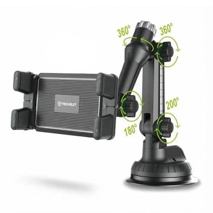 Techsuit - Car Holder Tabbyx (st1) - For Tablet/phone, Flexible, 360° Adjust, Universal - Black