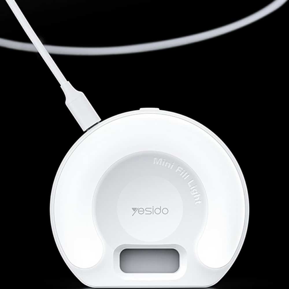 Yesido - Led Selfie Light With Phone Clip (dh13) - 400mah, 6.8w, 3 Lights Mode - White - Image 2