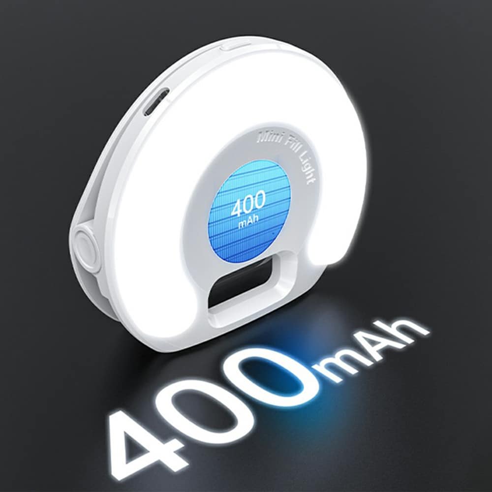 Yesido - Led Selfie Light With Phone Clip (dh13) - 400mah, 6.8w, 3 Lights Mode - White - Image 3