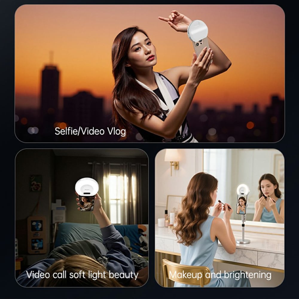 Yesido - Led Selfie Light With Phone Clip (dh13) - 400mah, 6.8w, 3 Lights Mode - White - Image 5
