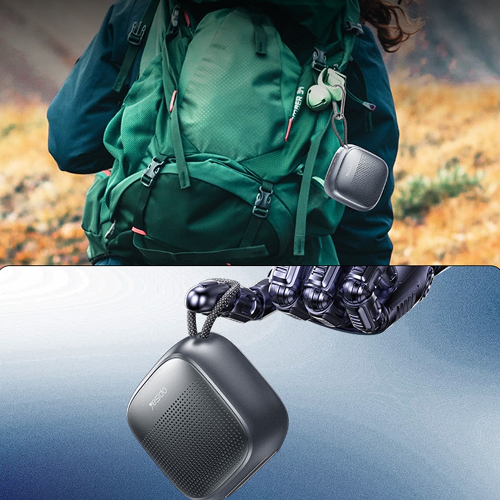 Yesido - Wireless Speaker (ysw24) - Bluetooth 5.3, Mini Design, Waterproof, Lanyard, Tf, Aux, Type-C, 1000mah - Black - Image 6