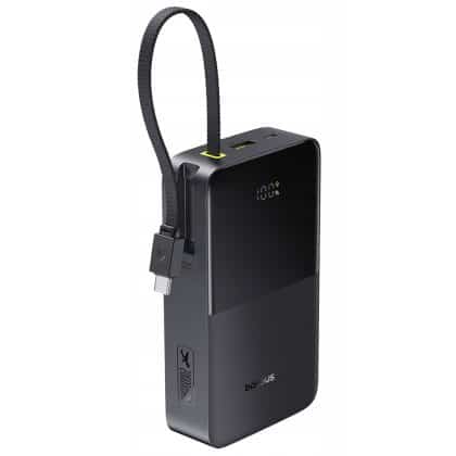 Baseus - Power Bank Enerfill Bipow2 Pro (e0027701) - Built-In Usb-C Cable, 20000mah, 22.5w, Digital Display - Cosmic Black