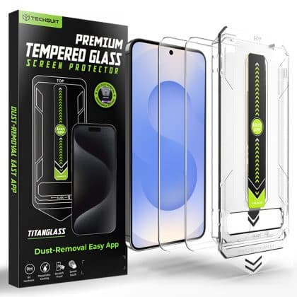 Techsuit - [fingerprint Unlock Compatible] Titanglass Crystalhd (2 Pack) - Samsung Galaxy S26 - Clear