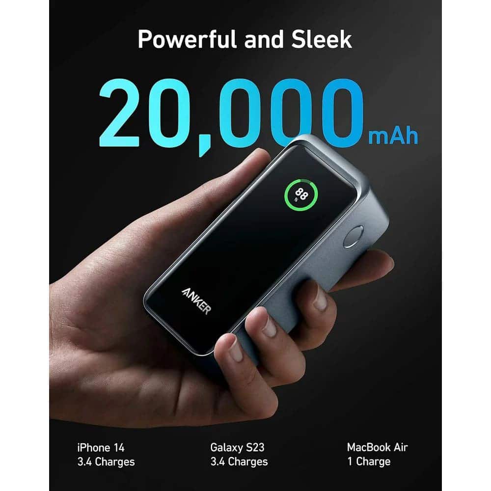 Anker - Power Bank Prime (a1336011) - 2x Usb-C, Usb, For Phone, Tablet, Macbook, Digital Display, 20000mah, 200w - Black - Image 6