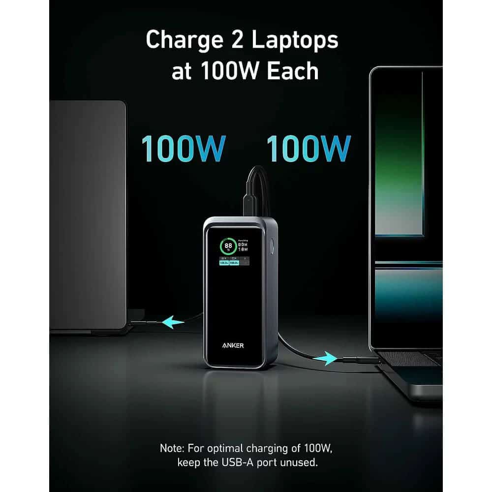 Anker - Power Bank Prime (a1336011) - 2x Usb-C, Usb, For Phone, Tablet, Macbook, Digital Display, 20000mah, 200w - Black - Image 7