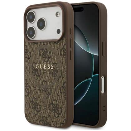 Guess 4G Ring Classic Logo MagSafe Θήκη για iPhone 17 Pro Καφέ