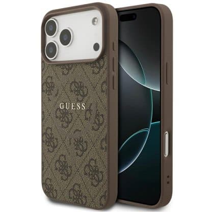 Guess 4G Ring Classic Logo MagSafe Θήκη για iPhone 17 Pro Max Καφέ