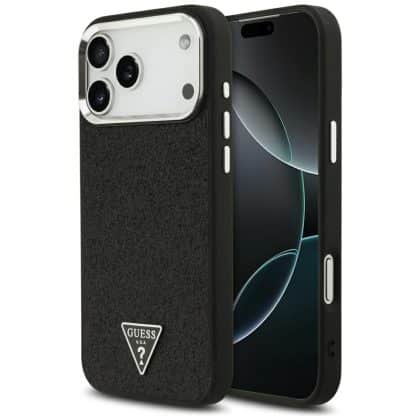 Guess Glitter Triangle Logo MagSafe - θήκη για Apple iPhone 17 Pro Max - Μαύρο