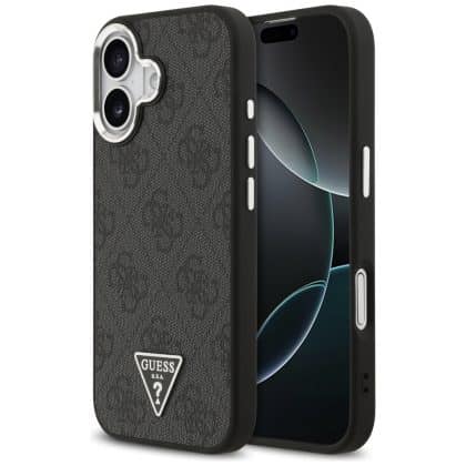 Case Guess 4G Triangle Logo MagSafe για iPhone 17 μαύρο ασημί