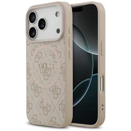 Case Guess 4G Ring Classic Logo MagSafe για iPhone 17 Pro ροζ