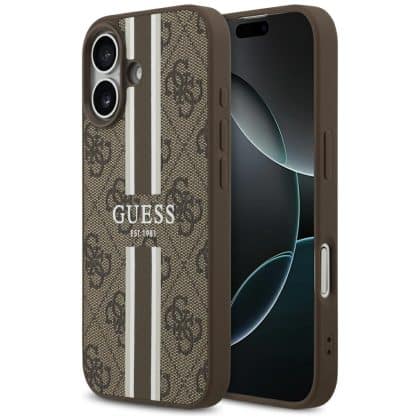 Case Guess 4G Printed Stripes MagSafe για iPhone 17 καφέ