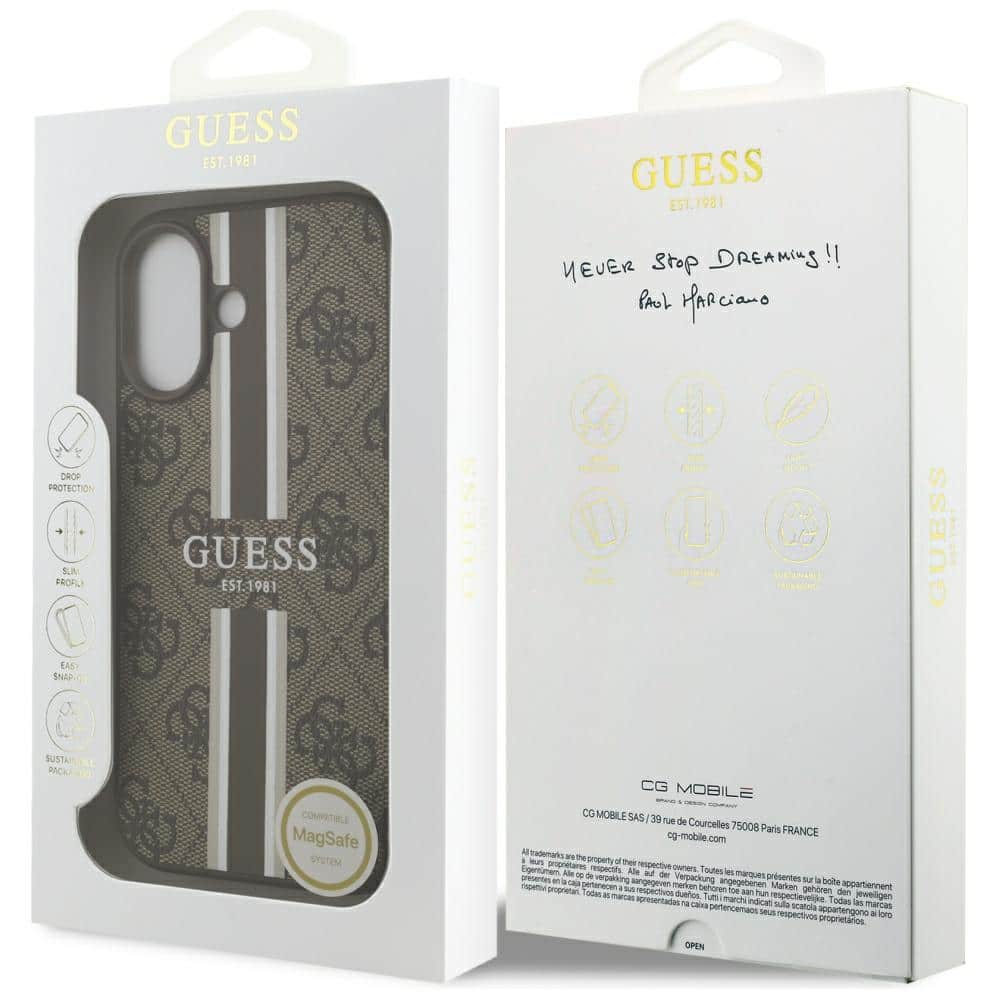 Case Guess 4G Printed Stripes MagSafe για iPhone 17 καφέ - Image 8