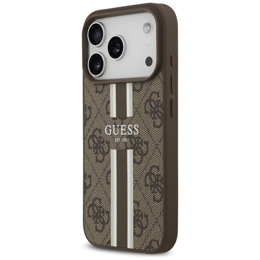 Case Guess 4G Printed Stripes MagSafe για iPhone 17 Pro καφέ - Image 2