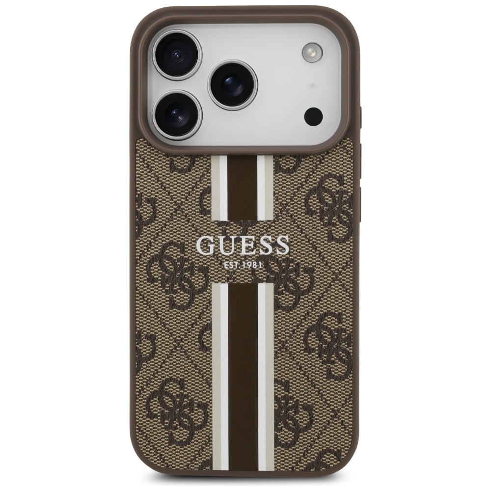 Case Guess 4G Printed Stripes MagSafe για iPhone 17 Pro καφέ - Image 3