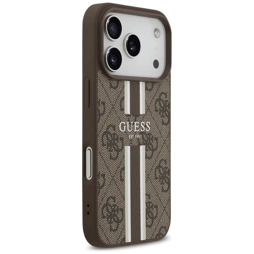 Case Guess 4G Printed Stripes MagSafe για iPhone 17 Pro καφέ - Image 4