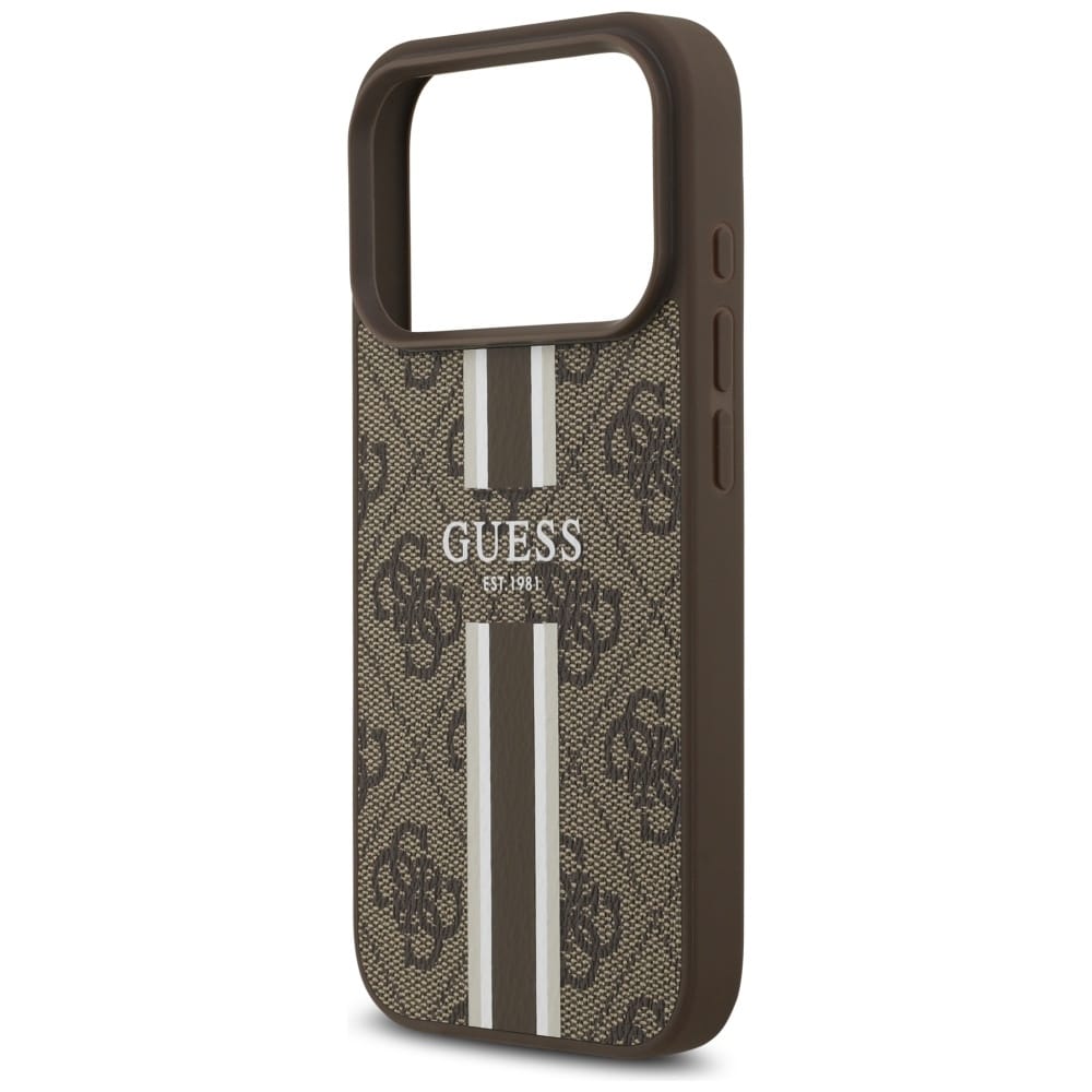 Case Guess 4G Printed Stripes MagSafe για iPhone 17 Pro καφέ - Image 6