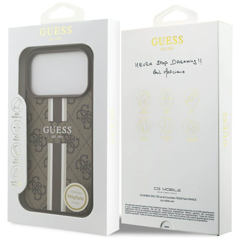 Case Guess 4G Printed Stripes MagSafe για iPhone 17 Pro καφέ - Image 8