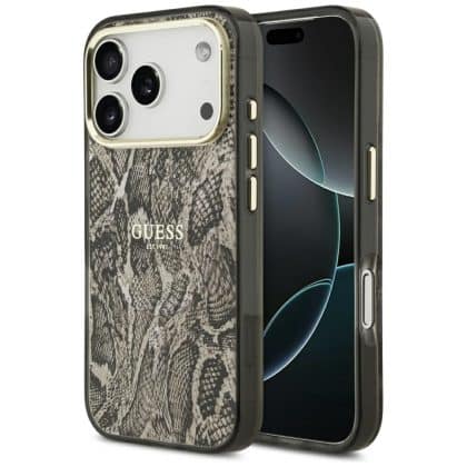 Guess Python Pattern MagSafe Θήκη για iPhone 17 Pro Καφέ