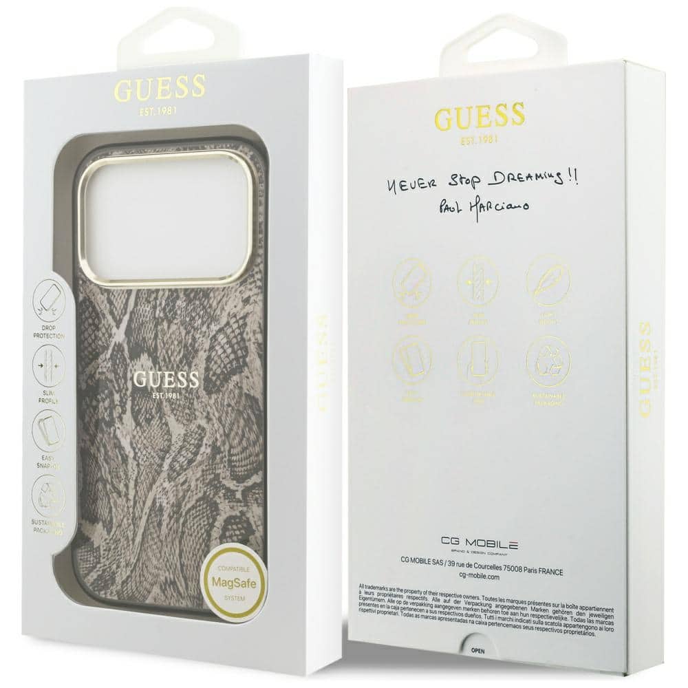 Guess Python Pattern MagSafe Θήκη για iPhone 17 Pro Max Καφέ - Image 8