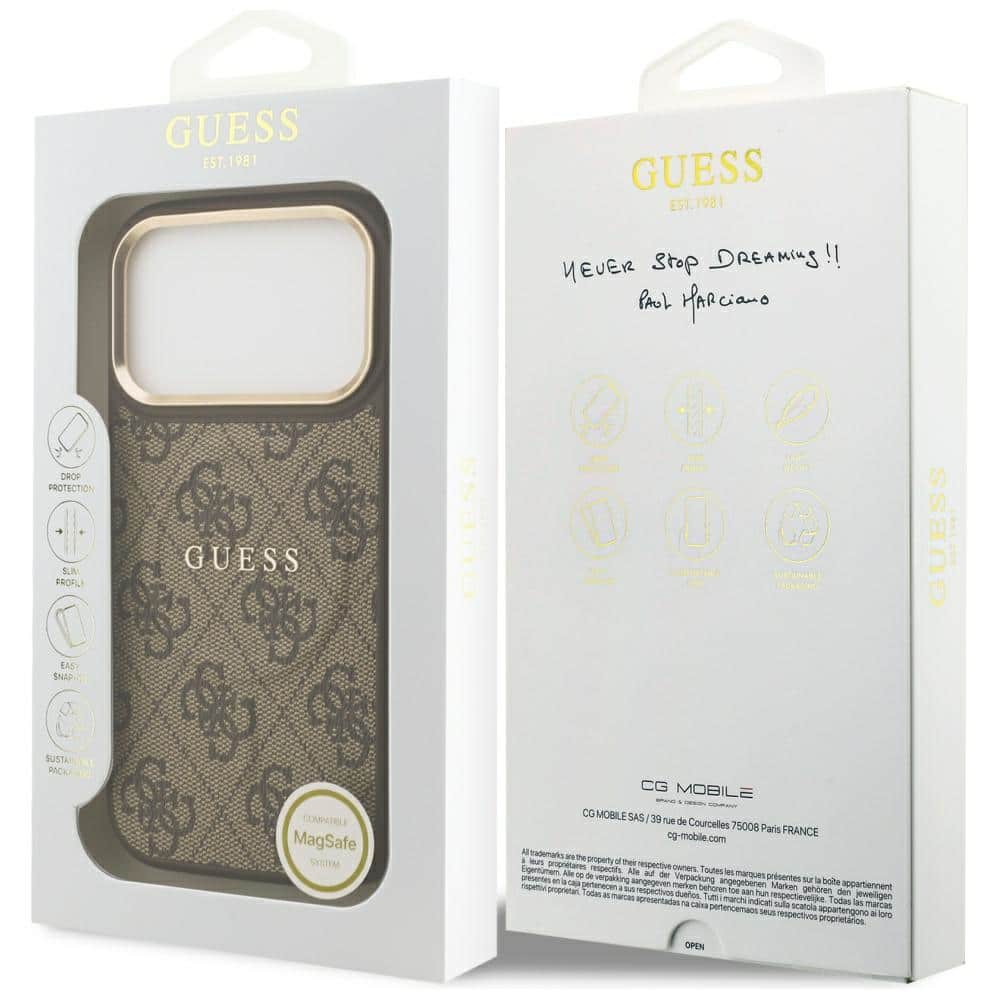 Case Guess 4G PU Classic Logo MagSafe για iPhone 17 Pro καφέ - Image 8